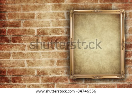 vintage portrait frame on cracked brick background