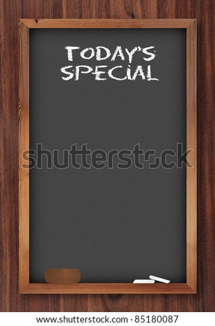 today special chalkboard on wooden background