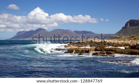 False Bay, near Cape Town in South Africa, with Simonstown in the background.