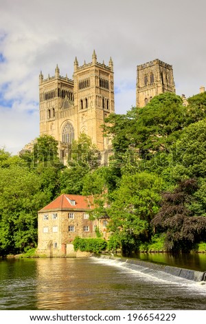 Durham Cathedral and the Old Fulling Mill overlooking the River Wear, County Durham, England. HDR Image.