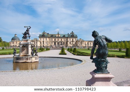 Drottningholm Palace, Stockholm, Sweden. Apart from being the private residence of the Swedish royal family, the palace is a popular tourist attraction.