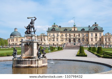 Drottningholm Palace, Stockholm, Sweden. Apart from being the private residence of the Swedish royal family, the palace is a popular tourist attraction.