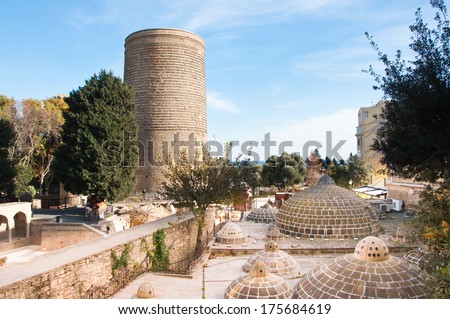 The Maiden Tower, Baku, Azerbaijan. Known Locally As Giz Galasi Located In The Old City, Baku In Azerbaijan