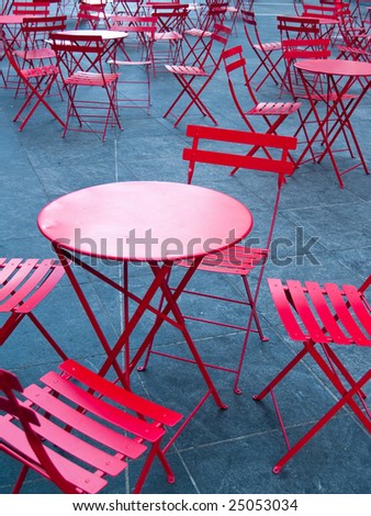 Bright Red Cafe Tables and Chairs