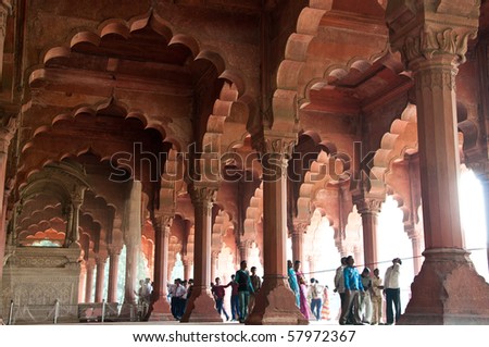 DELHI, INDIA - NOVEMBER 17. Indian tourists enter the Red Fort on November 17, 2009 in Delhi, India.
