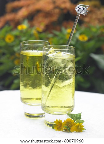 Chrysanthemum drinks on the table.