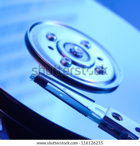 hard drive in blue light