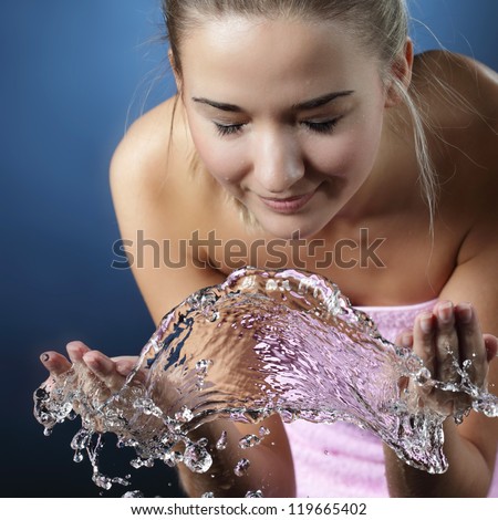 beauty girl wash face