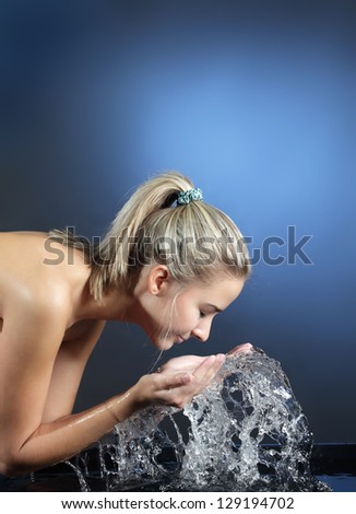 beauty girl wash face