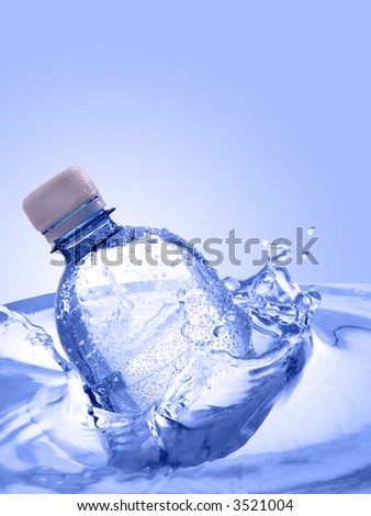 plastic bottle in water splash