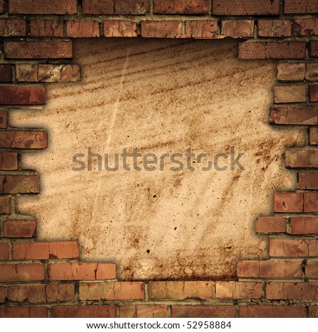grunge frame from brick wall
