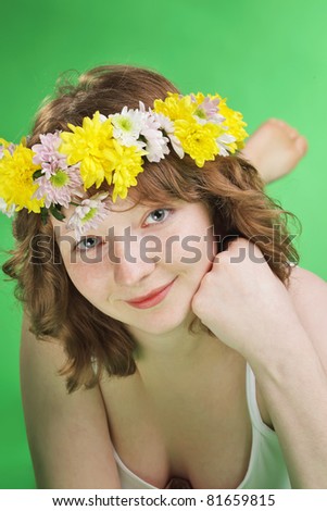 young woman with flower diadem