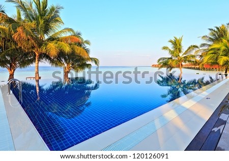 Swimming pool near the Indian Ocean, Maldives