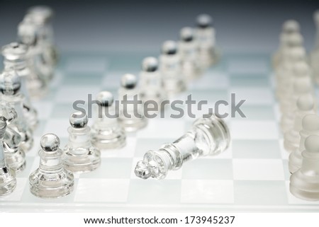 glass chess board, the king