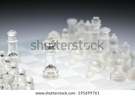 glass chess board,  the king