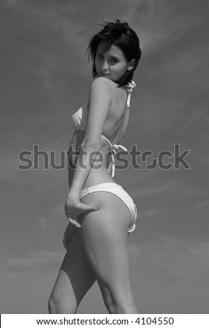 Close up of girl in white bikini