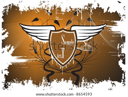 stock vector medieval shield logo with some grungy elements