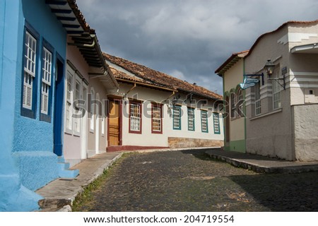 Street in old historic town in Brazilian countryside