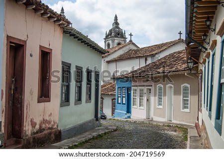 Street in old historic town in Brazilian countryside