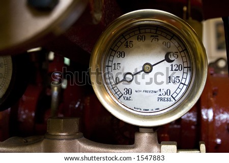 Antique pressure gauge on a circa 1926 Fire Engine