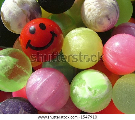 Bouncy balls photographed with natural light.