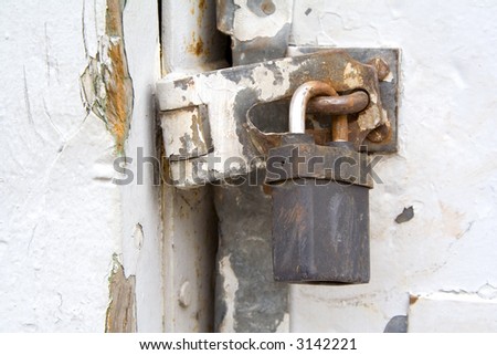 Pad lock sealed metal door.