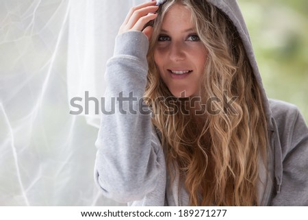 young sensual blond woman in chill out ambient