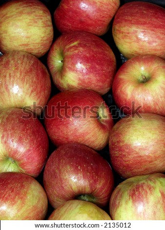 a box of red apple in the fruit shop ready to take off