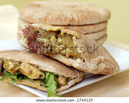 exquisite pita bread with chicken and salad