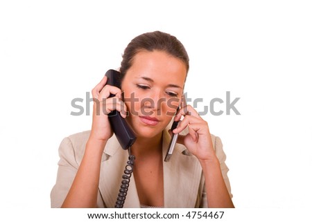 young business woman worry while talk by phone