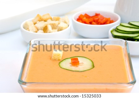 Gazpacho is cold soup typical Spanish cream that is popular in warmer areas and during the summer