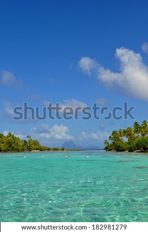 Panorama of tropical beach,Raiatea, French Polynesia, Society Islands