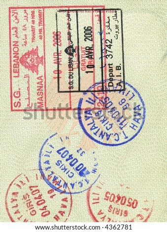 stamps of lebanon and turkey in german passport
