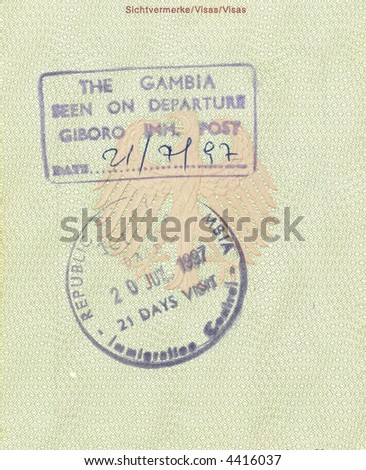 departure stamps of gambia in german passport
