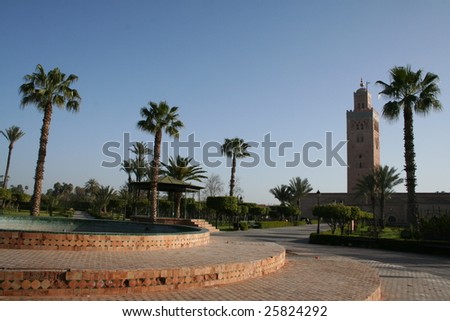 TOWER AND PALACE IN MARRAKECH, MOROCCO