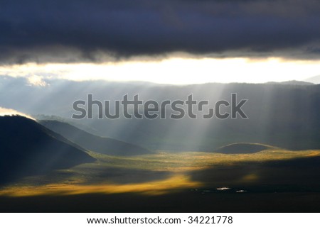 stock photo : view at ngorongoro crater in tanzania, africa,