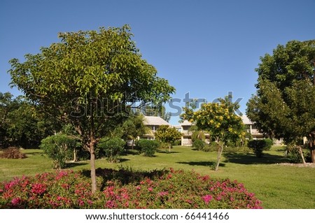 beautiful caribbean hotel resort with perfect garden