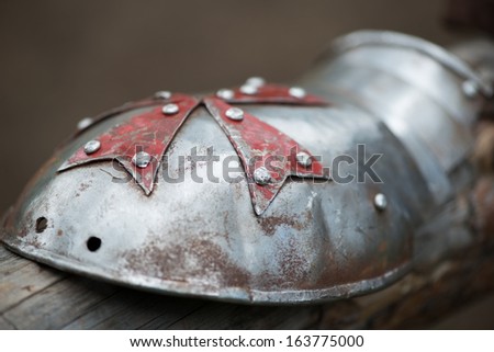Part of medieval metal armor suit, shoulder protection