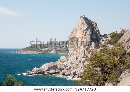 View of Swan Wing rock, Simeiz, Crimea