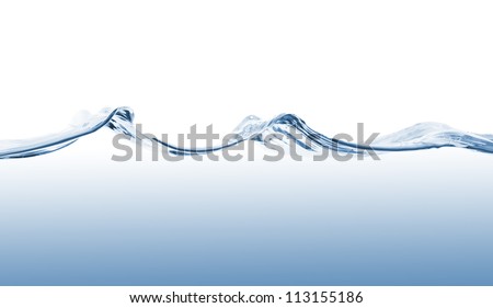 Waves of blue water on white background