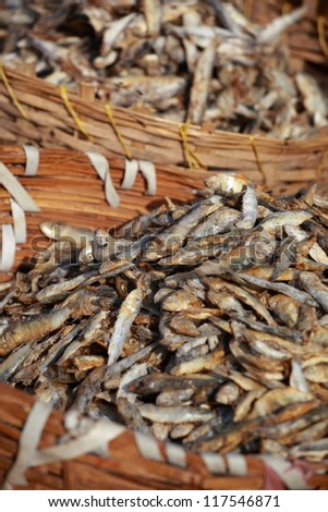 Dried fish, seafood product at market from India