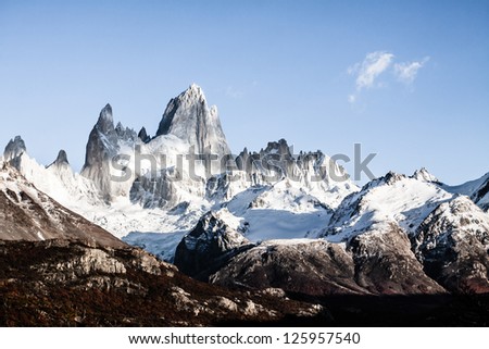 Nature landscape with Mt. Fitz Roy in Los Glaciares National Park, Patagonia, Argentina ( HDR image )