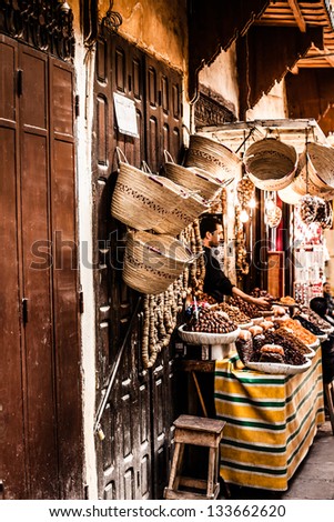 Small street in Fez medina (old town). Morocco.