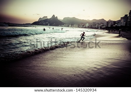 View of Ipanema Beach in the evening Brazil View of Ipanema Beach in the evening Brazil