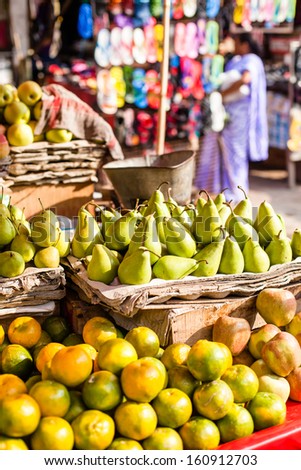 Asian farmer\'s market selling fresh fruits