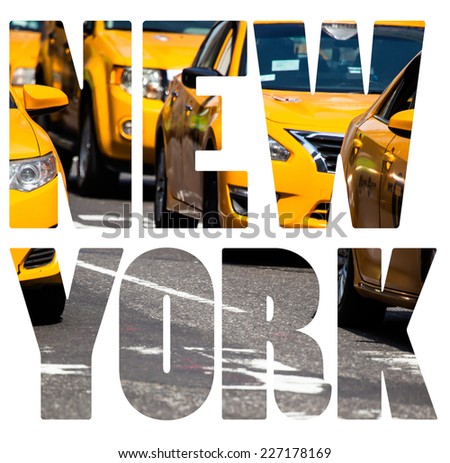Yellow cab speeds through Times Square in New York NY USA Yellow cab speeds through Times Square in New York NY USA
