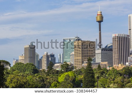 SYDNEY, AUSTRALIA - OCTOBER 26, 2015: Skyline of Sydney with city central business district.