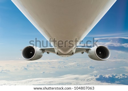 Close-up of airplane in the sky