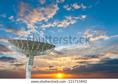 satellite antenna with sunset