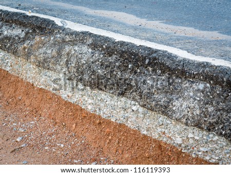 Layer of asphalt road